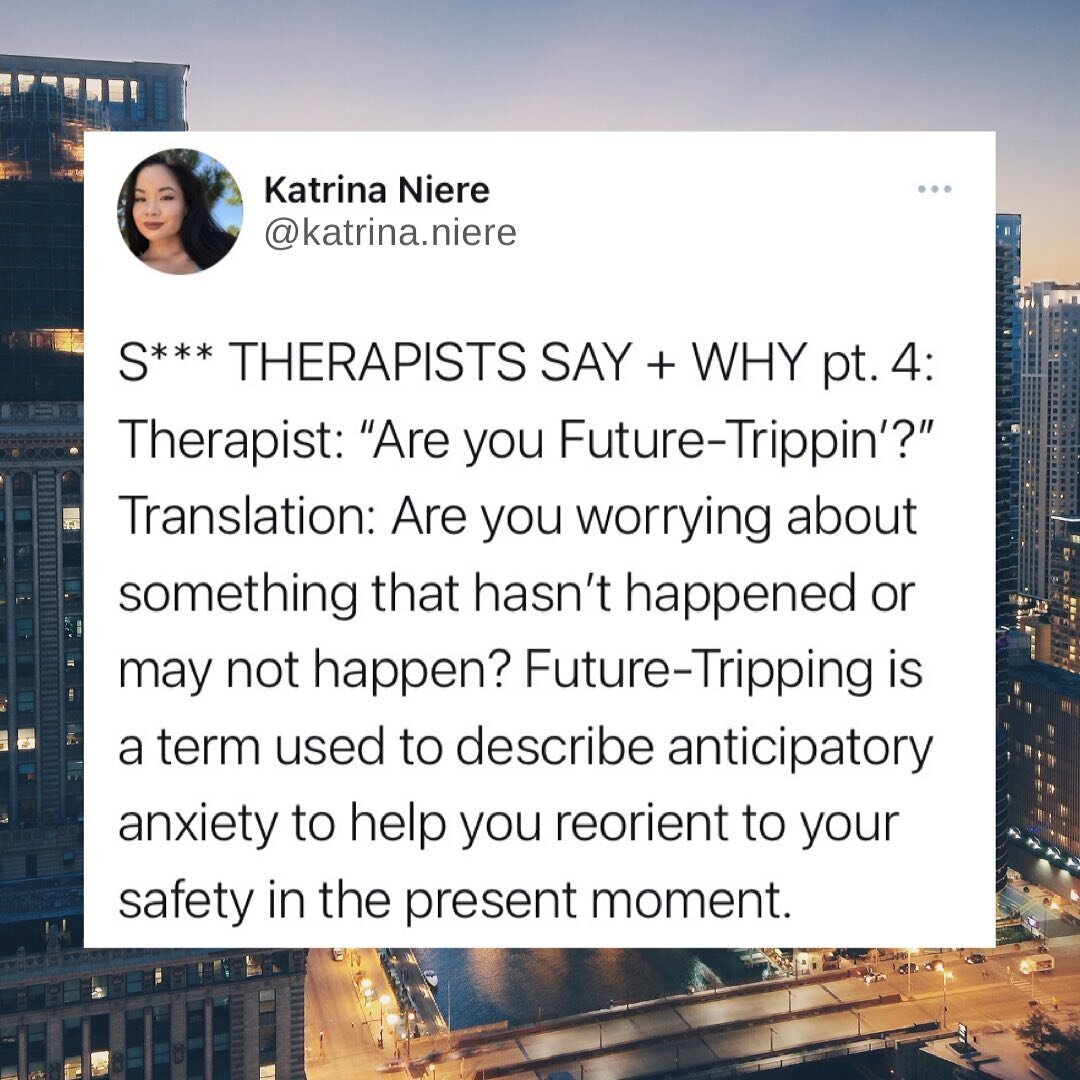 Ever been to the future? Me neither. But our anxiety likes to think we have. 🤨 

// ARE YOU FUTURE TRIPPIN?

Future trippin is when we worry and get caught up in things of the future that may not even happen. 

When we get overwhelmed in our emotion
