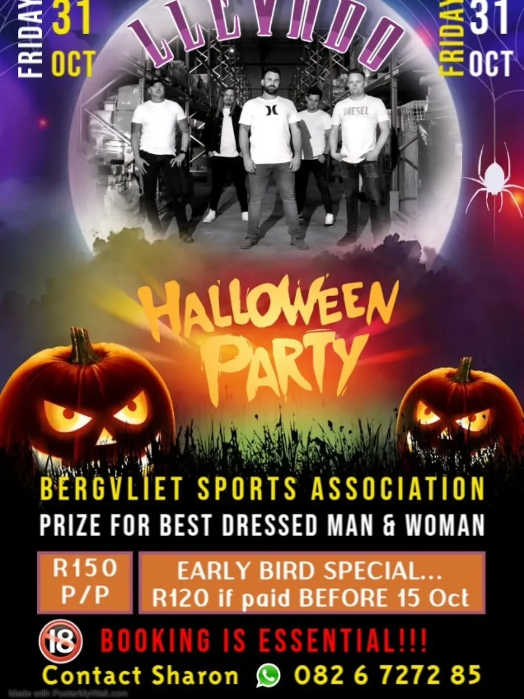 Catch @bandllevado at the @bergvlietsportsassociation  on 31 October!
Dressup, prizes, good music, club prices at the bar!

Gna be one for the books!!