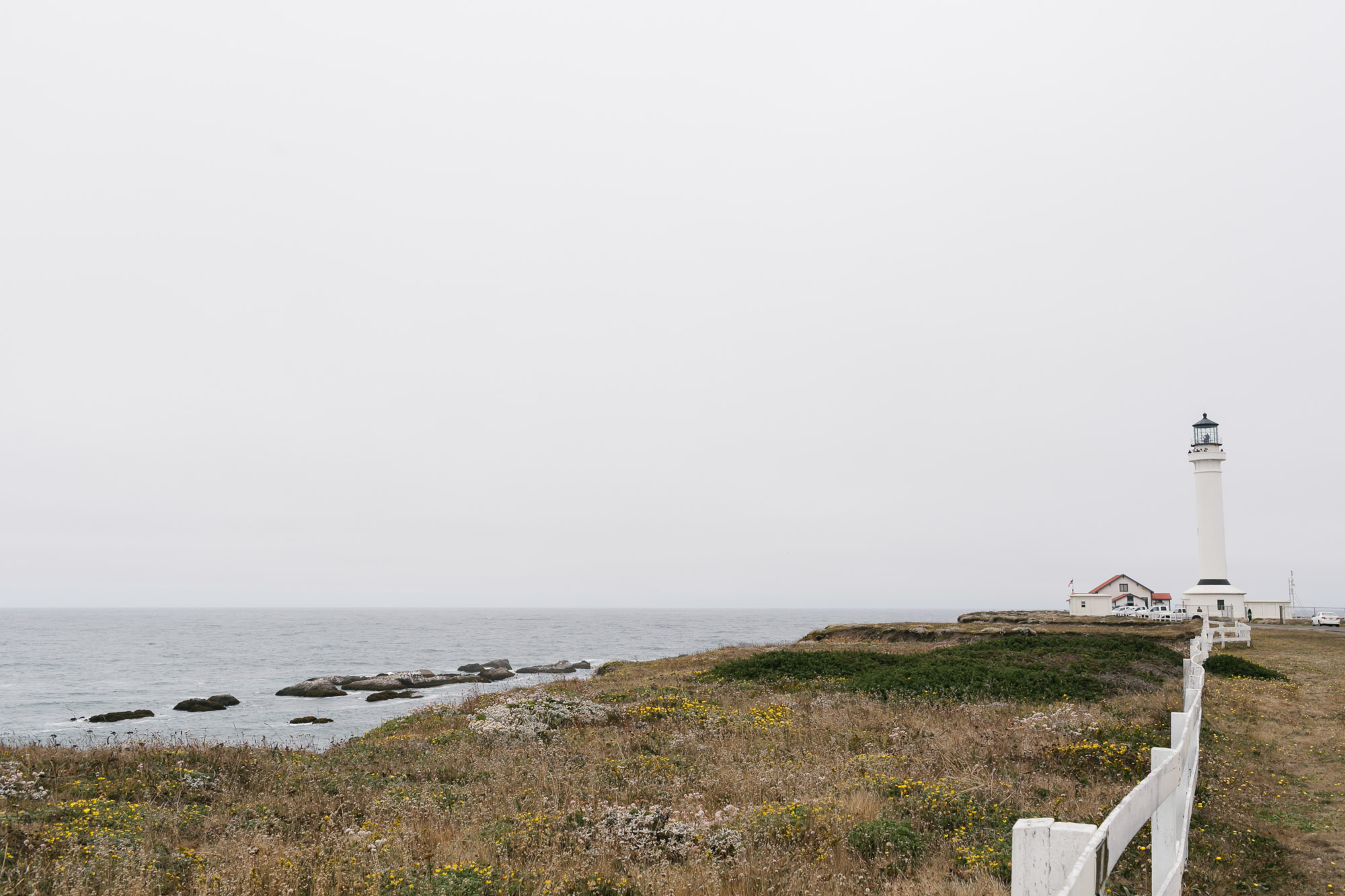 Historical lighthouse on the coast of Northern California in Point Arena