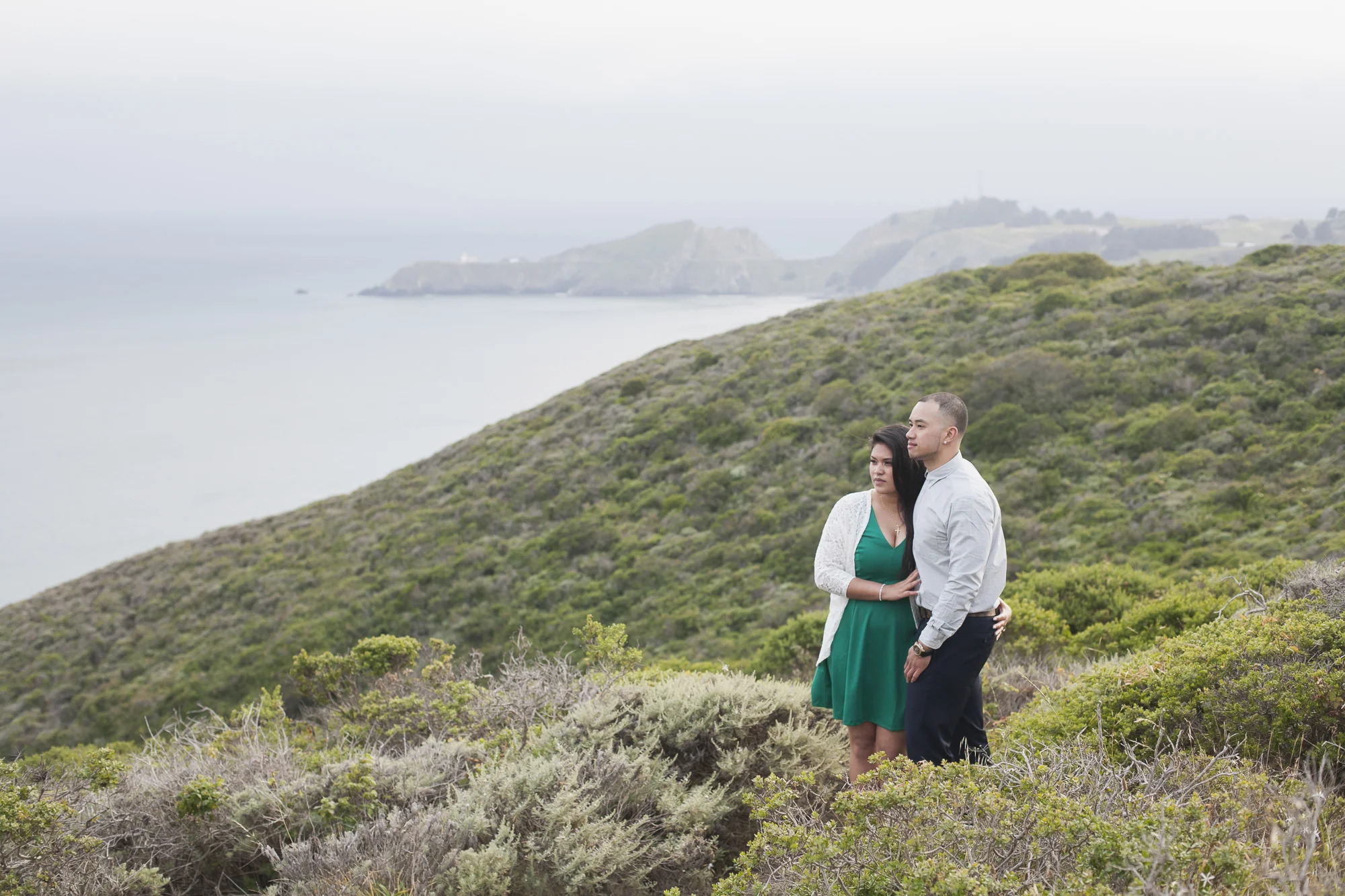 Engagement session in the rolling hills of the Marin Headlands