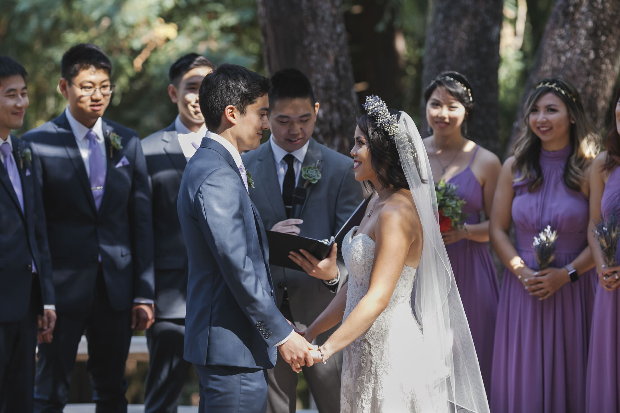Bride and groom exchange vows on their wedding day