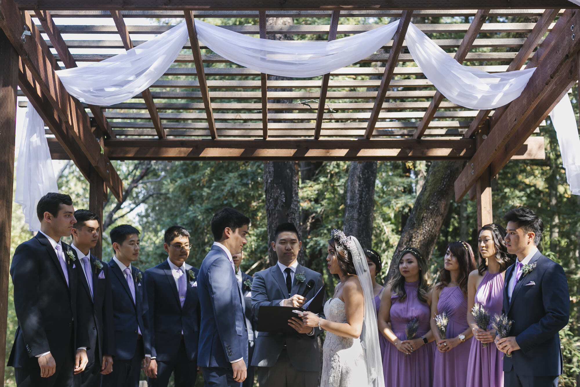 Bride and groom exchange vows on their wedding day