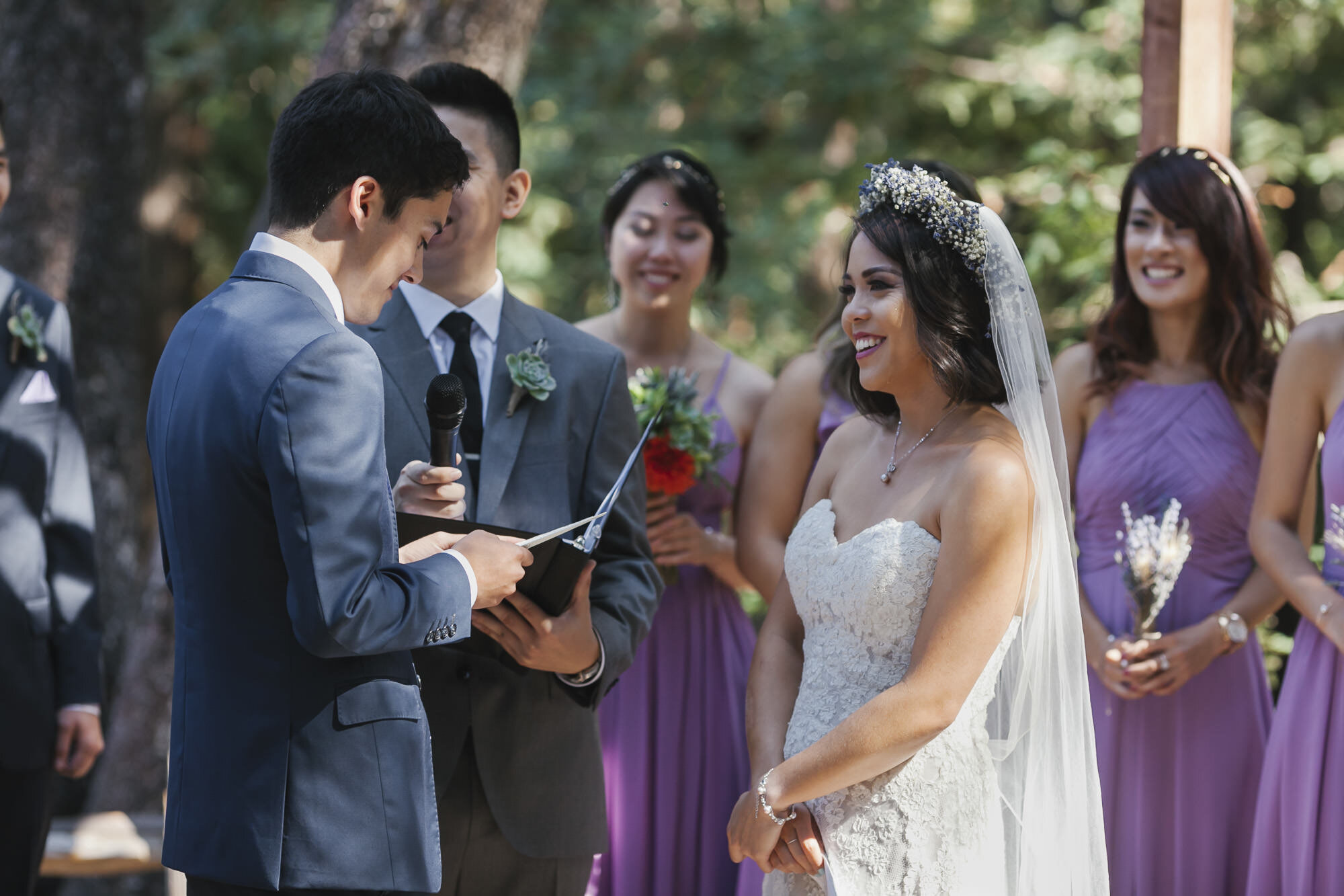 Bride and groom exchange vows on their wedding day