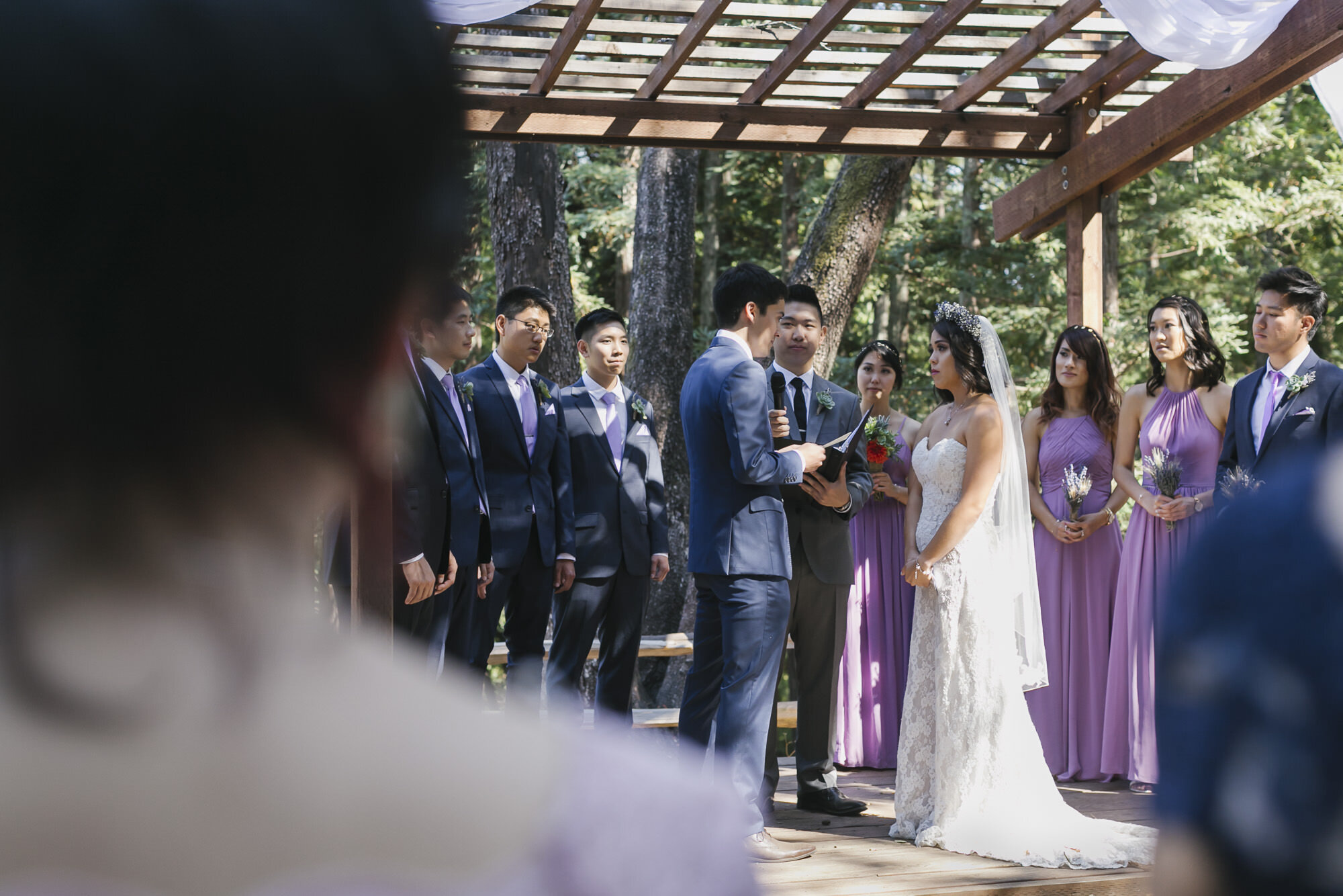 Bride and groom exchange vows on their wedding day
