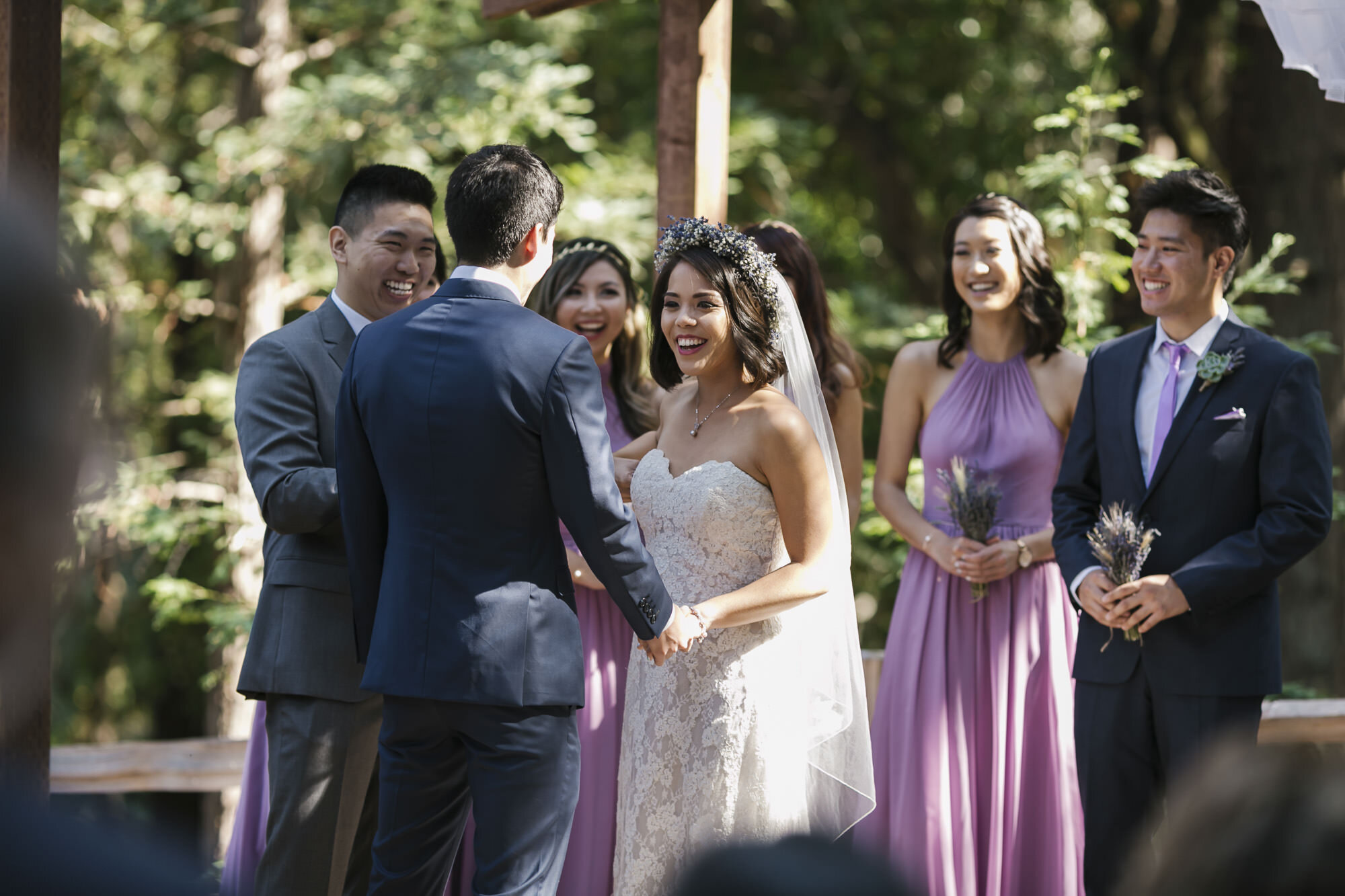 Bride and groom exchange vows on their wedding day