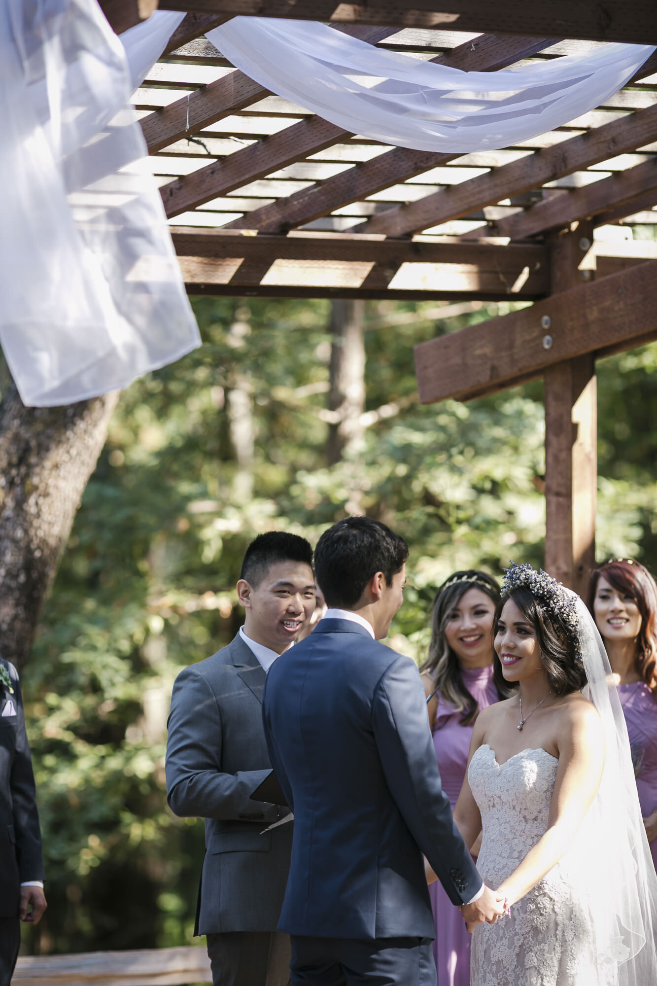 Bride and groom exchange vows on their wedding day