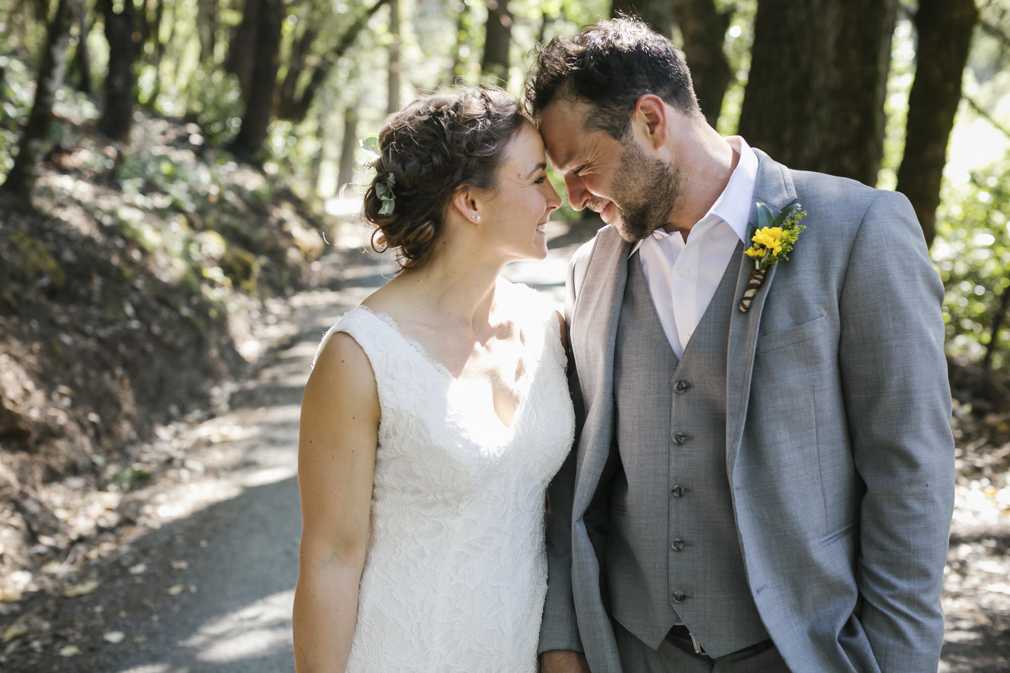 Crossfit wedding couple in the woods on their Sonoma property