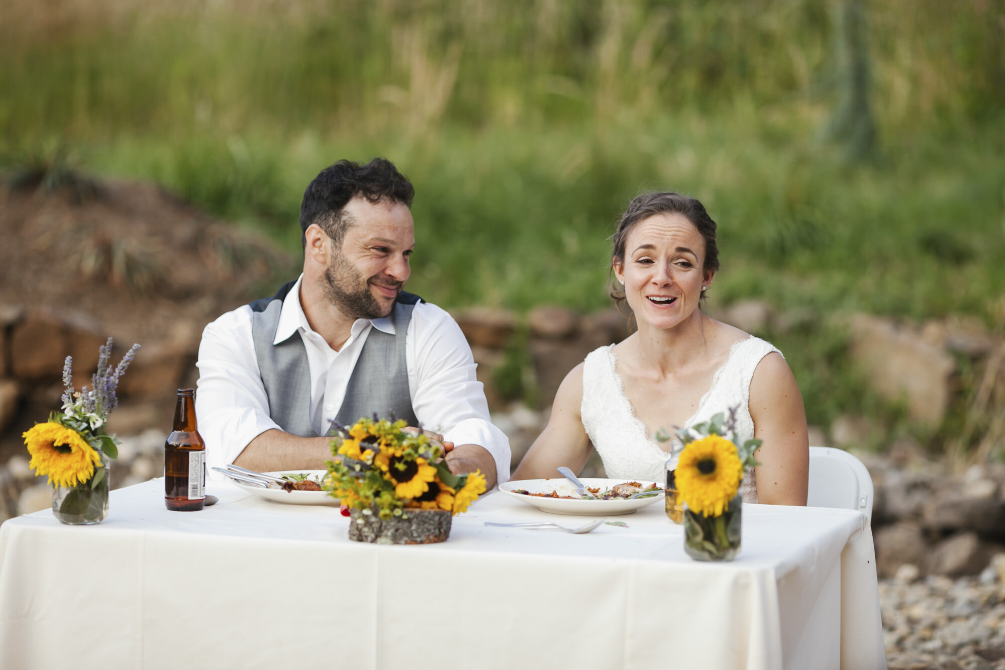 Backyard wedding reception toasts in Sonoma