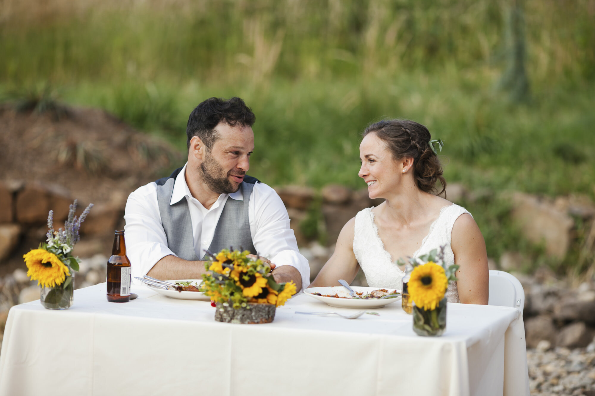 Backyard wedding reception toasts in Sonoma