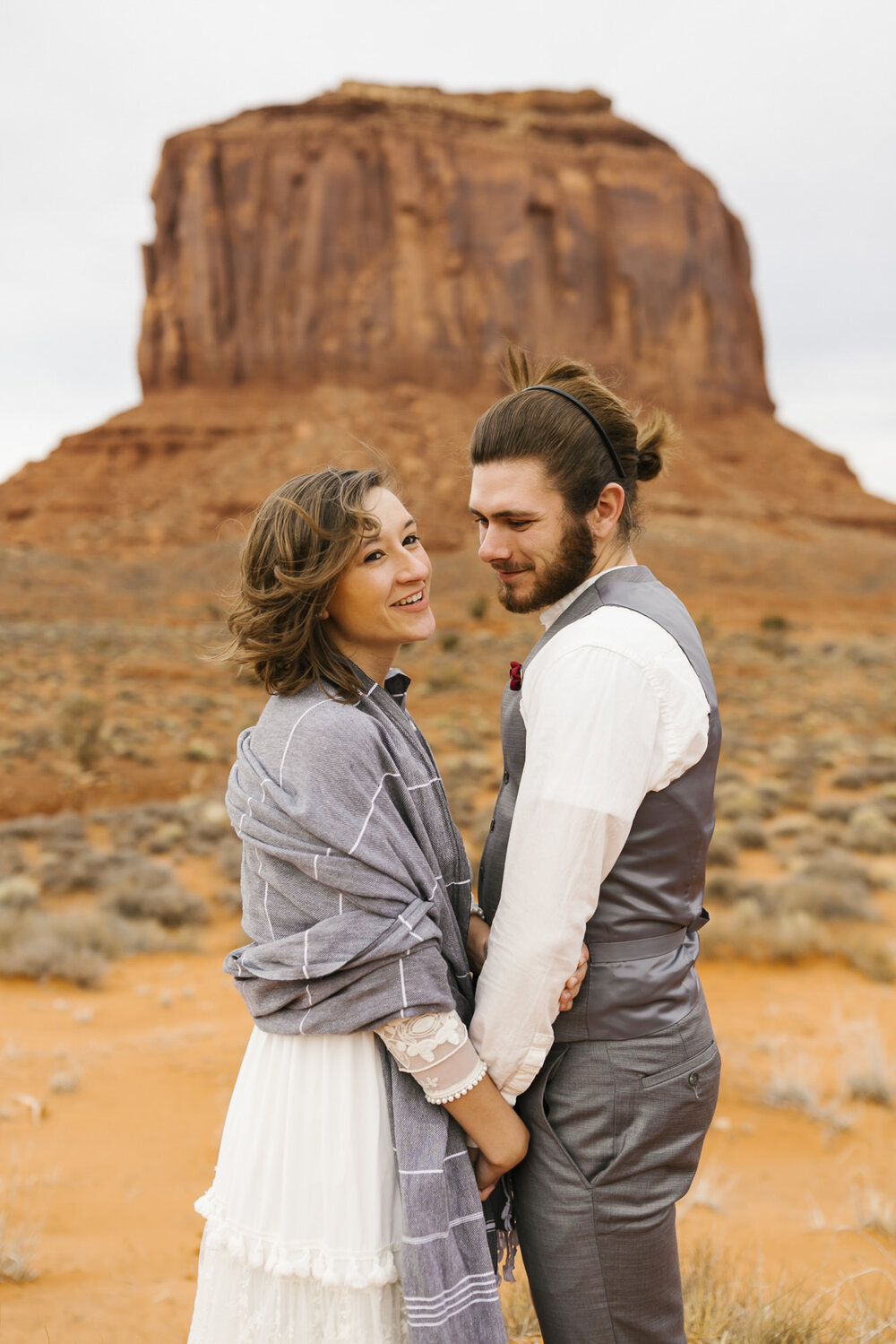 Monument Valley wedding couple portrait