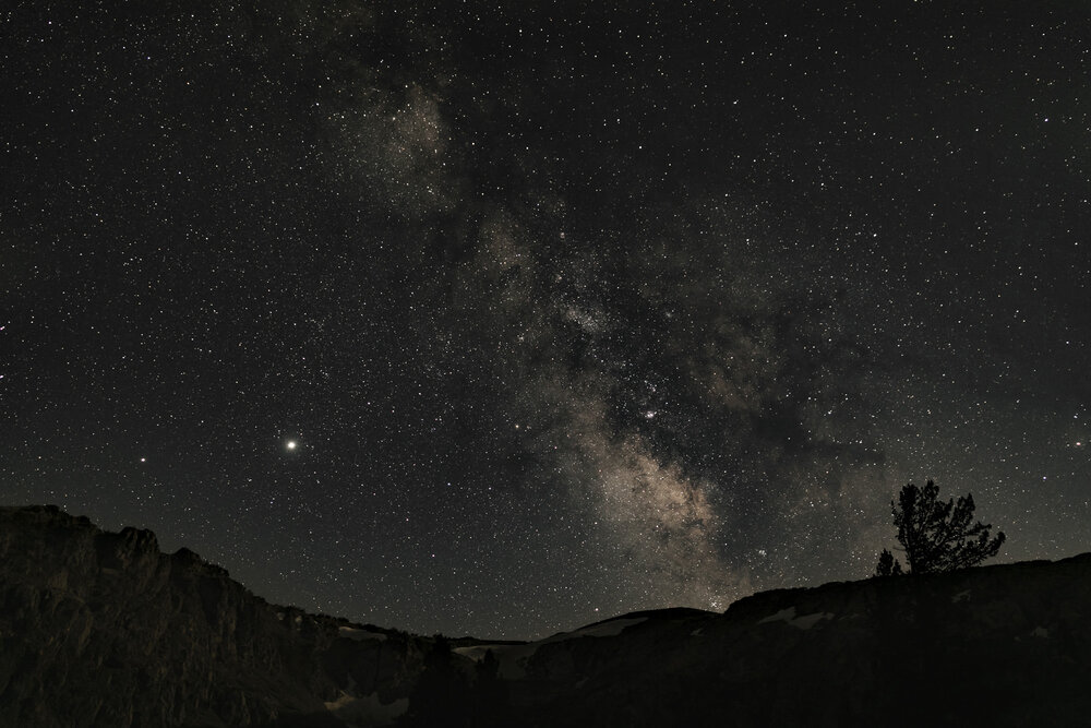 Long exposure of the Milky Way as seen from the Sierra Nevada mountains in California