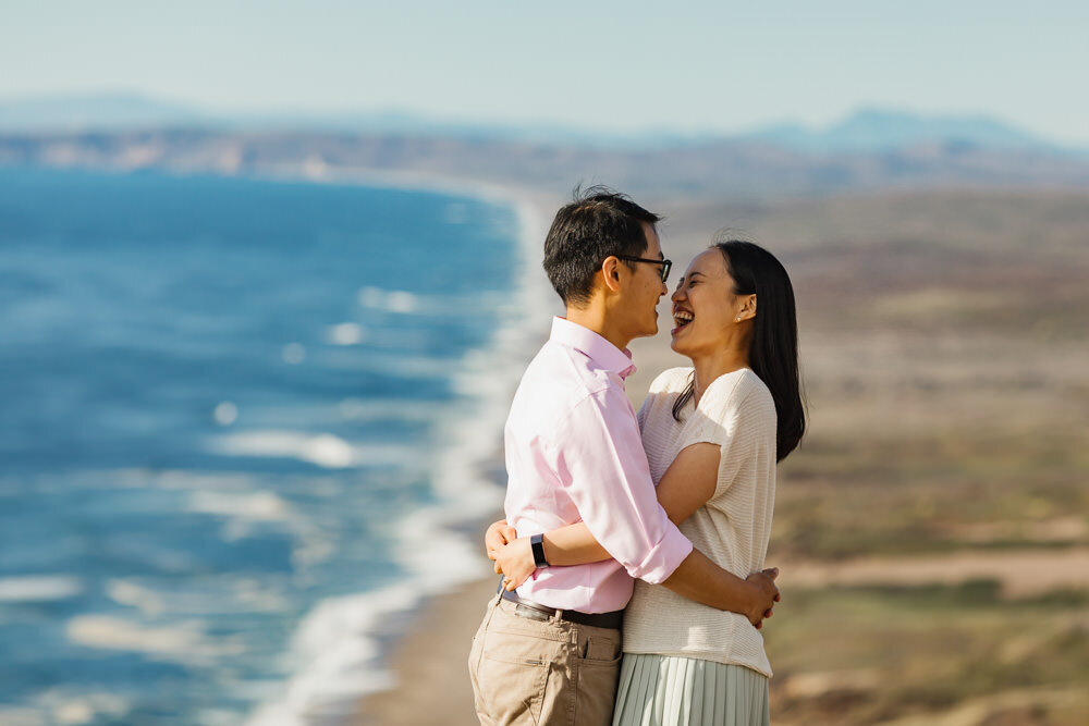Point Reyes elopement couple laugh together