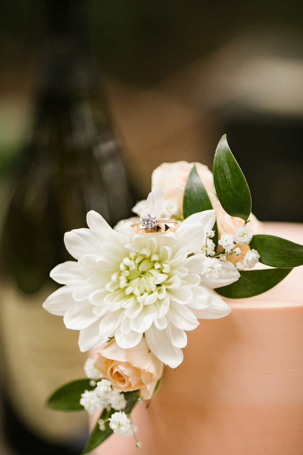 Wedding rings on flowers