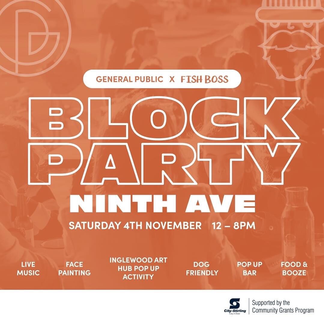 Join us and General Public 🏡🎶 for good times, great company, and unforgettable memories at our annual Block Party! 

Come down to 9th Ave on November the 4th from 12pm - for an afternoon filled with activities, music, food, drinks and good times.  
