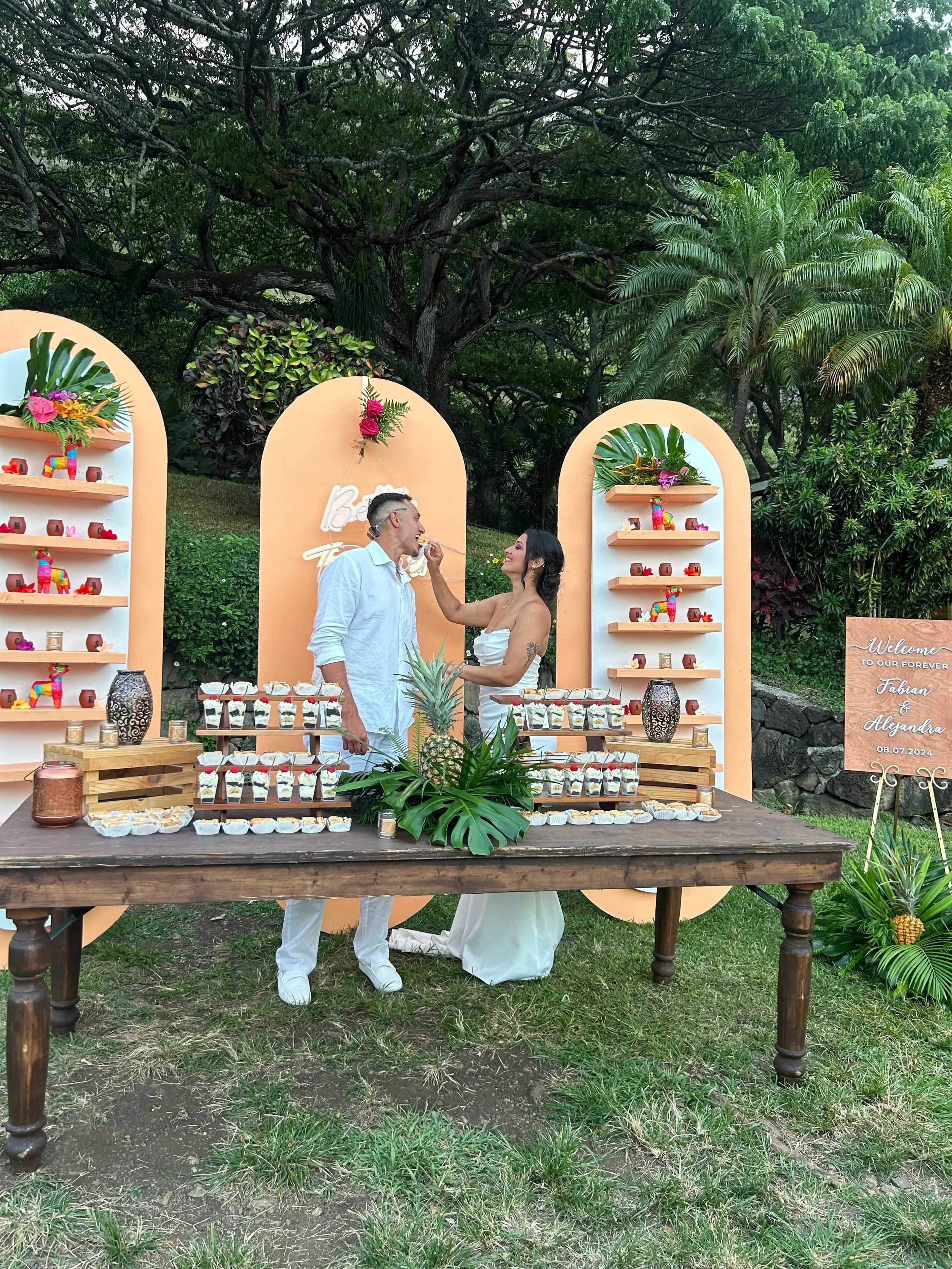mini desserts on dessert table for wedding on Oahu