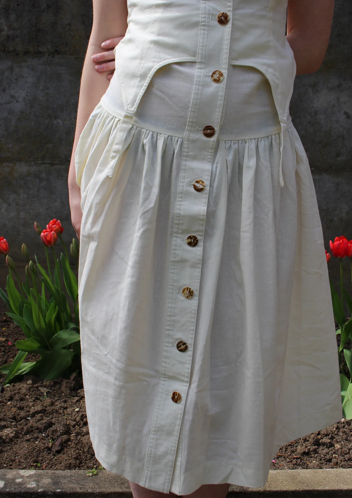 robe fille lin beige clair mi longue manches courtes