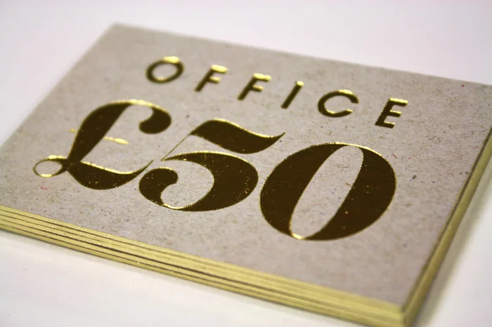 The gift card was also produced on Nomad board, with gold foiling on front and back, and a gilt edging.