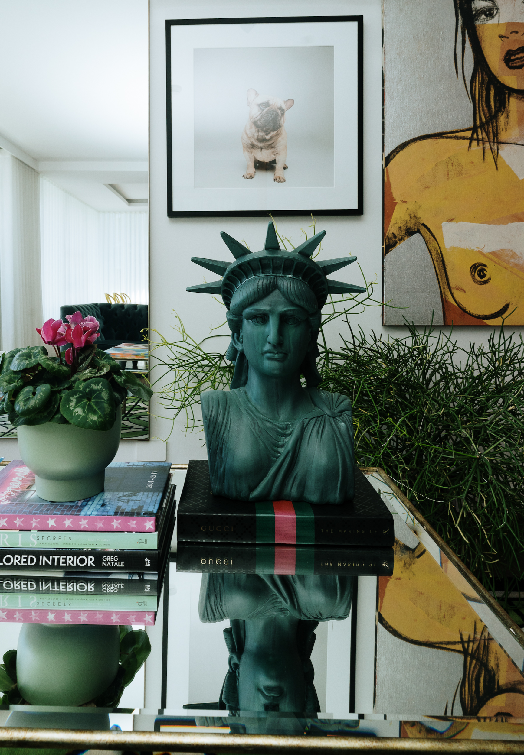 Curated interior styling detail at Onslow Residence featuring designer artwork, decorative accessories, luxury furnishings and contemporary Sydney apartment interiors.