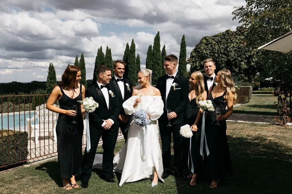 Bride @geomaymorgan
Groom morgsmann
Photography @hellochloemay
Venue @campdavidfarm
Florals @campdavidfarm 
Styling @campdavidfarm 
Catering @monsieurpierrekyneton Musician @kezra.music
Bridal gown: @harriettegordon
Bridal earrings: @eneseajewellery
