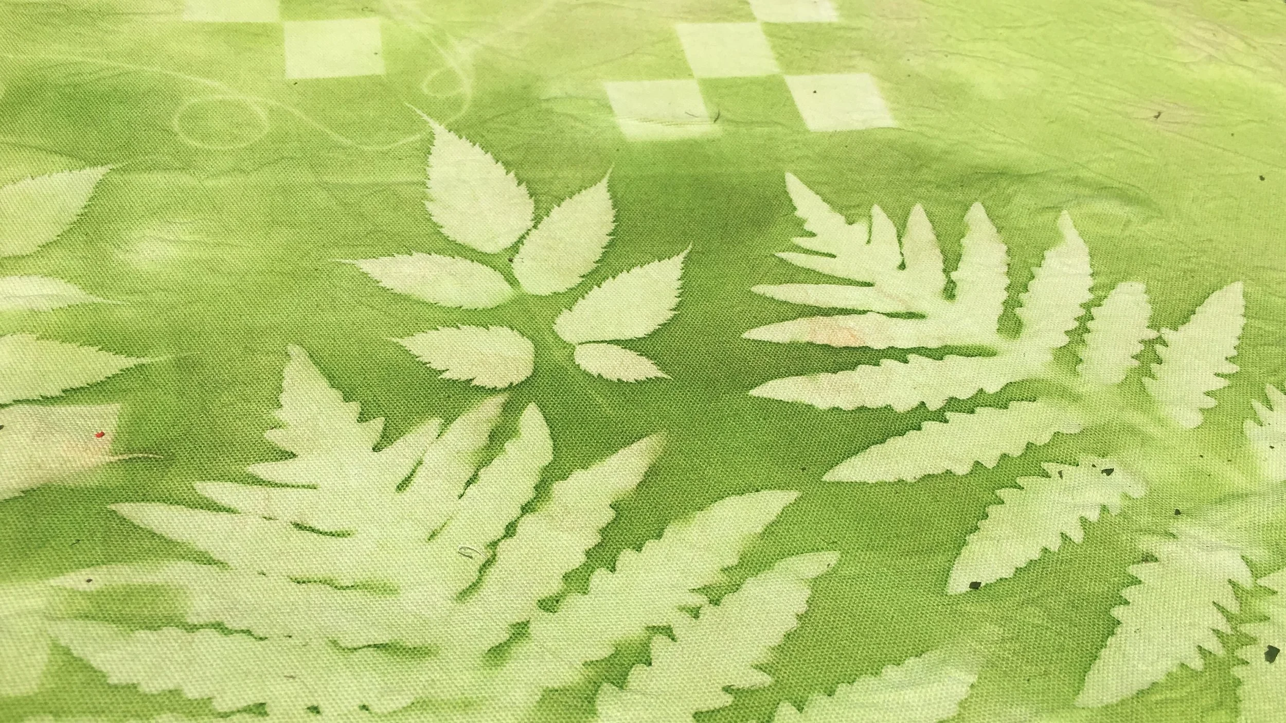 Green sun-printed fabric