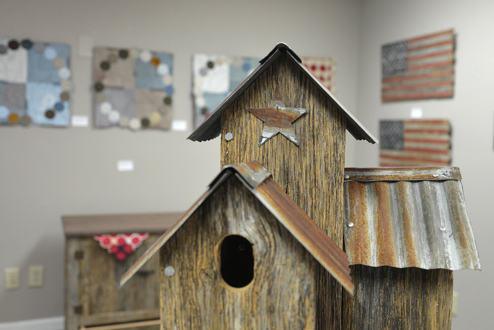   Bluebird House  by Lloyd Fletcher, made of reclaimed wood and metal 