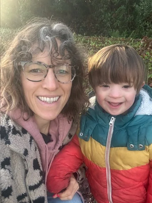 jenna, doula with her son Jude, with down syndrome