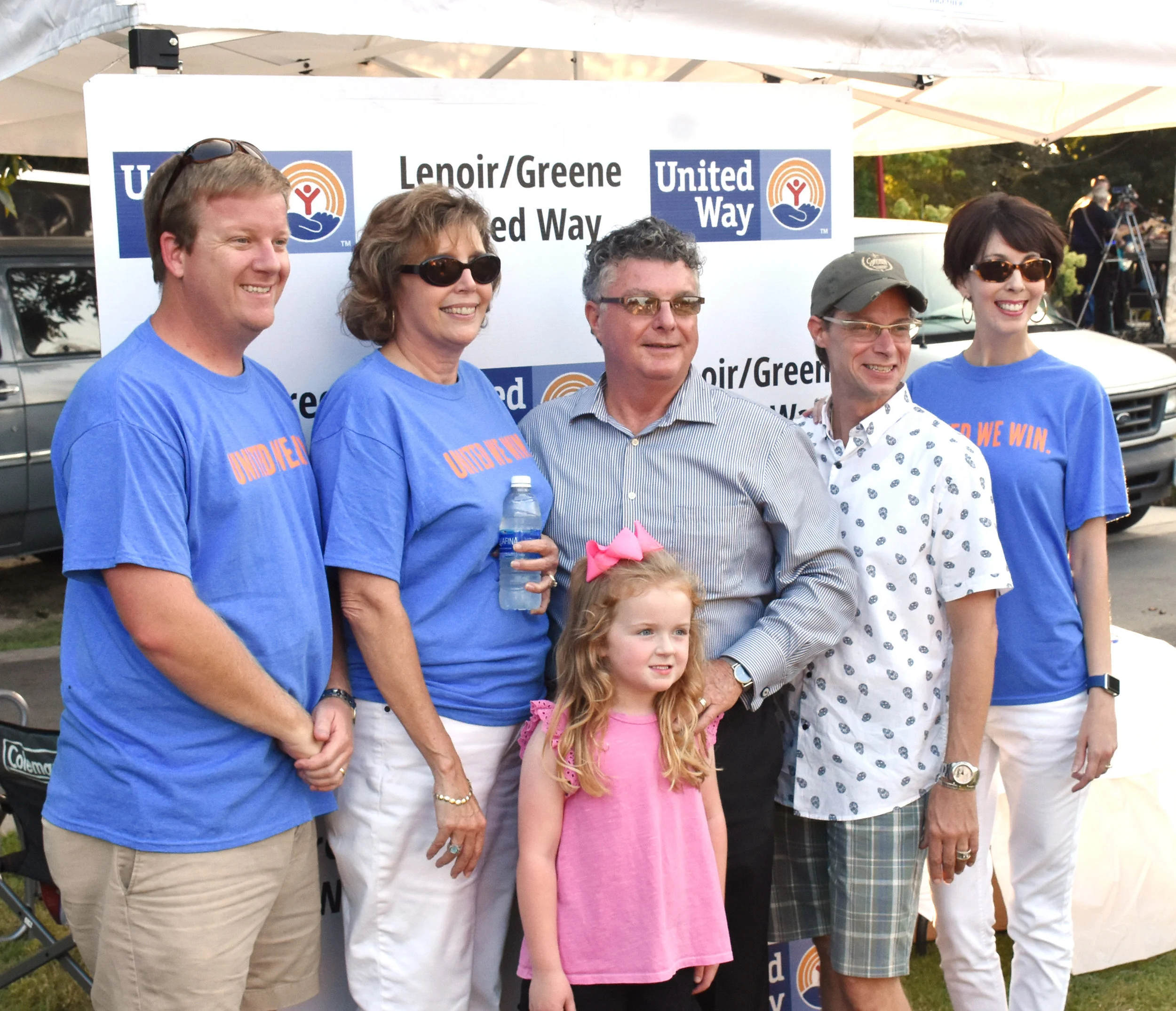 From left, Jeremy Jones, Barbara LaRoque, Lilly Jones, Leon Steele, Christopher Thames and Molly Taylor pose for a photo.