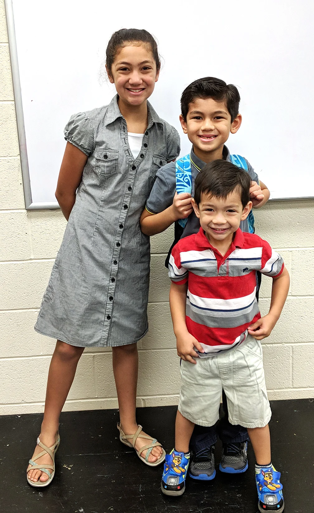 From left, Leilani Deaver, fifth grade, Bethel Christian Academy; Elisaia Deaver, second grade, BCA; Mataio Deaver, K4, BCA