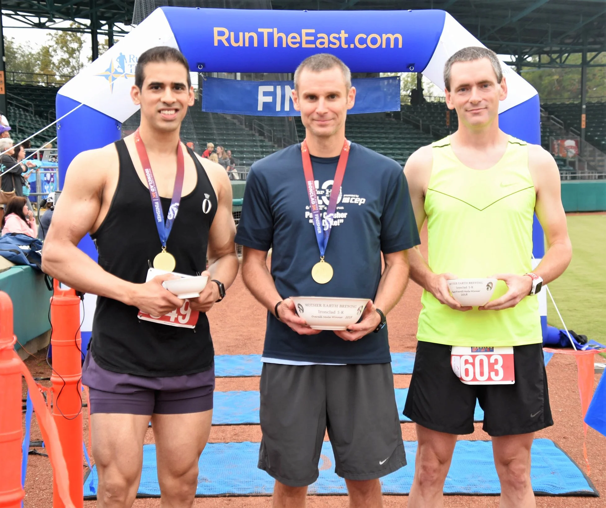 5k male winners 3rd #649 Sanchit Singh (34) Trenton 20:59 1st #686 Brad Wilkinson (40) Greenville 19:50 2nd #603 John Jones (38) Kinston 20:26