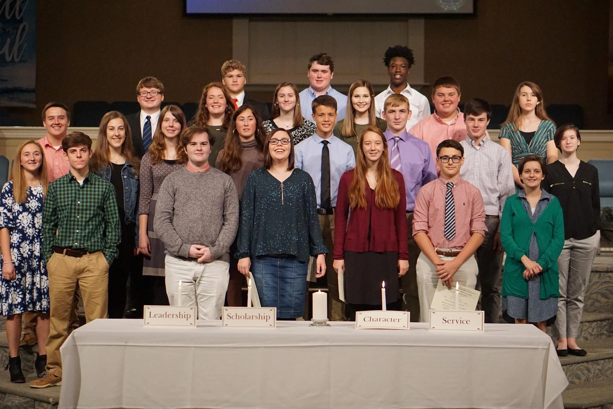 Hannah Rhem, Tyler Eubanks, Noah Eubanks, Jessi Dawson, Laura Fulcher, Mason Stroud, Olivia Speelman, Joshua Jones, Ginny Christman, Sarah White, Meredith Greer, Ethan Jarrell, Andrew Stonebreaker, Gabe Gurley, Rachel Turner, Landon Whitley, Shelby Dilda, Paige Cannon, Gracie Isenberg, Austin Tripp, Trista Stevens, James Kephart, J.W. Sutton, Cody Dunk. Not pictured: Honor Society Advisor, Kristie Gates