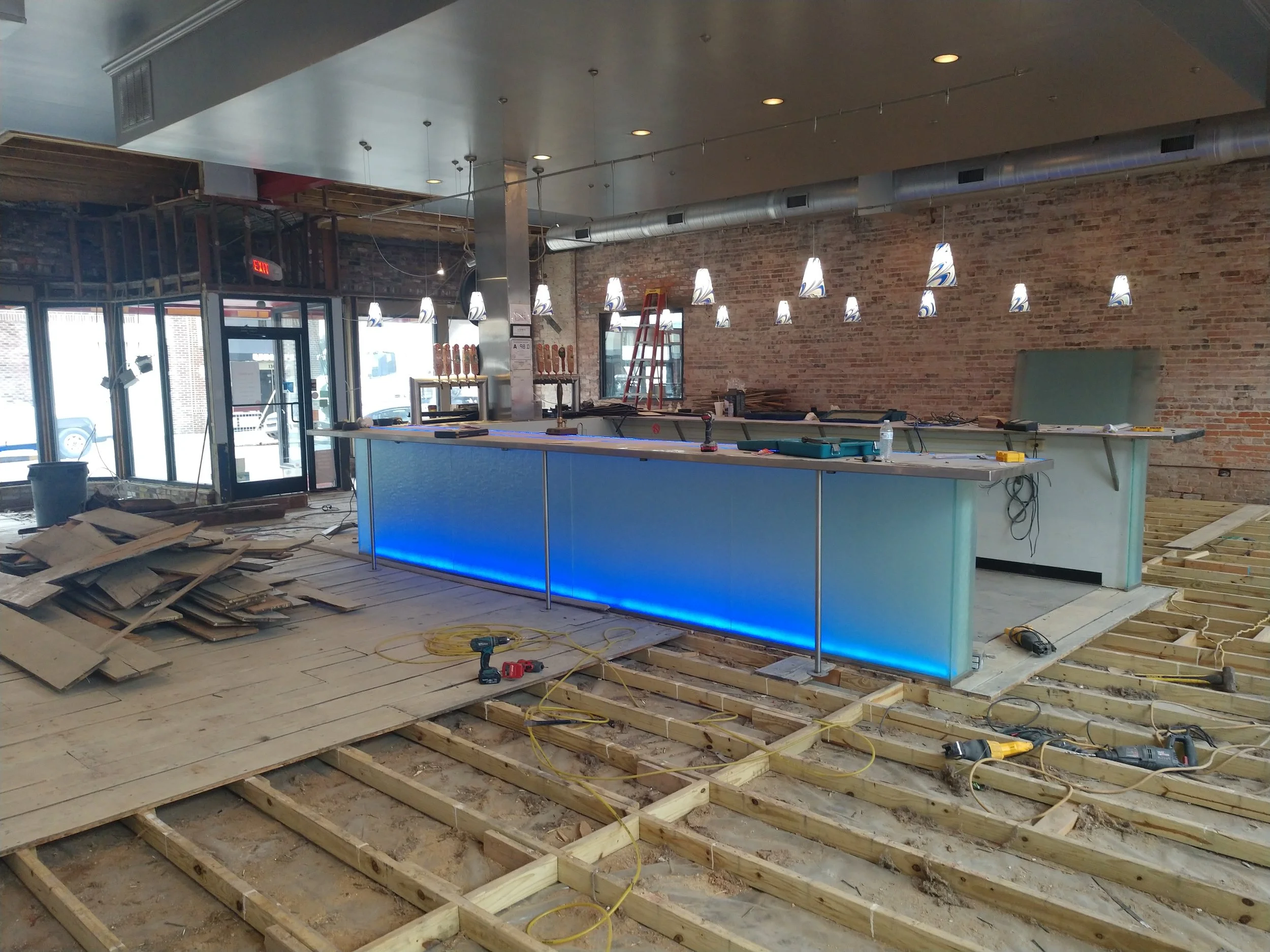 Mother Earth’s Tap Room is undergoing renovations, with hopes of having everything operational for the public in early February. Photo by Junious Smith III / Neuse News
