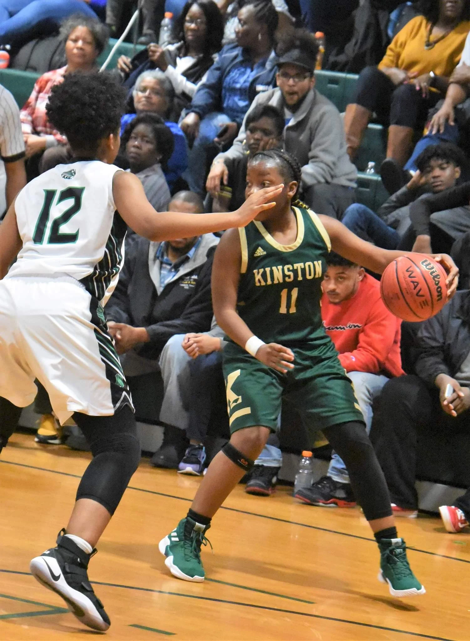 Kinston’s Michyla Dove scored 11 of her 13 points in the second half as the Vikings defeated North Lenoir Tuesday. Photo by William “Bud” Hardy / Neuse News