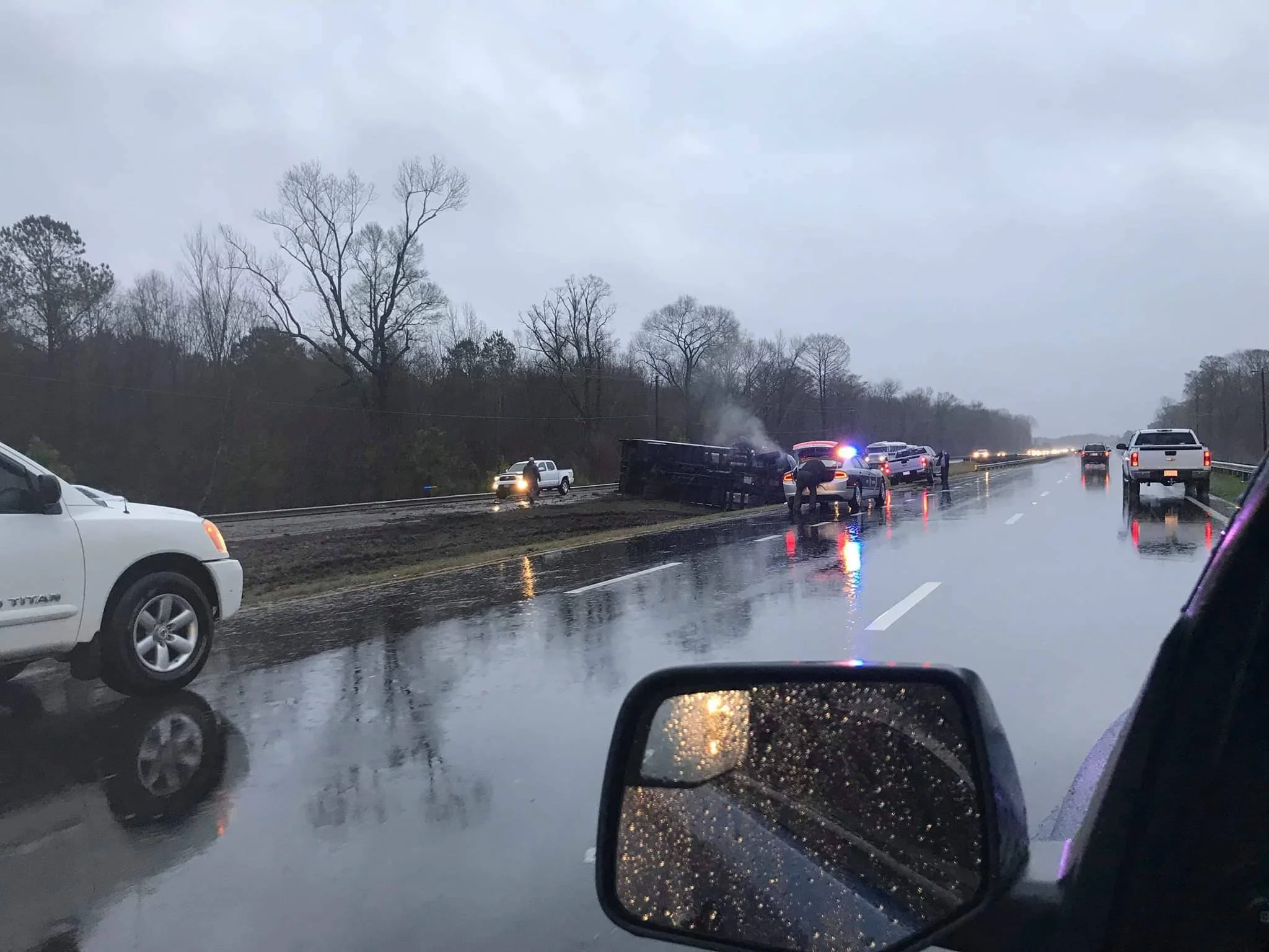 Box truck overturned on highway 70 near Davis Tire in Kinston. Submitted photo by member of WeReportNeuseNews.com .