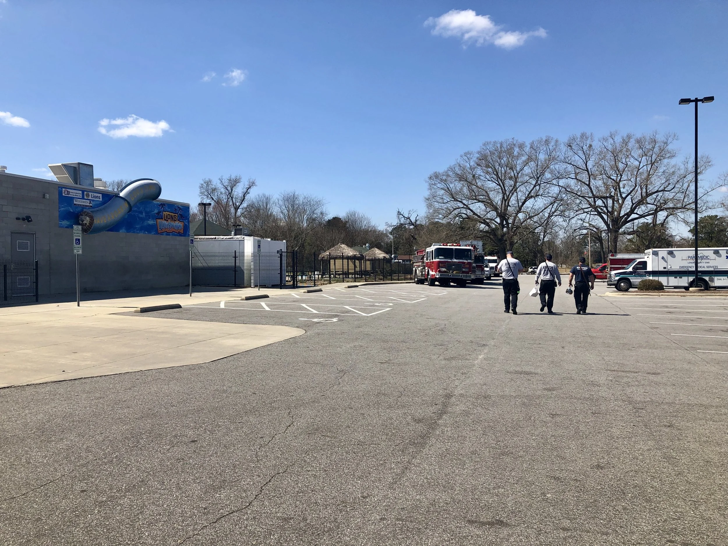 Members of Kinston Fire and Rescue leave a luncheon at the Kinston Community Center Thursday. Photo by Catherine Hardee / Neuse News