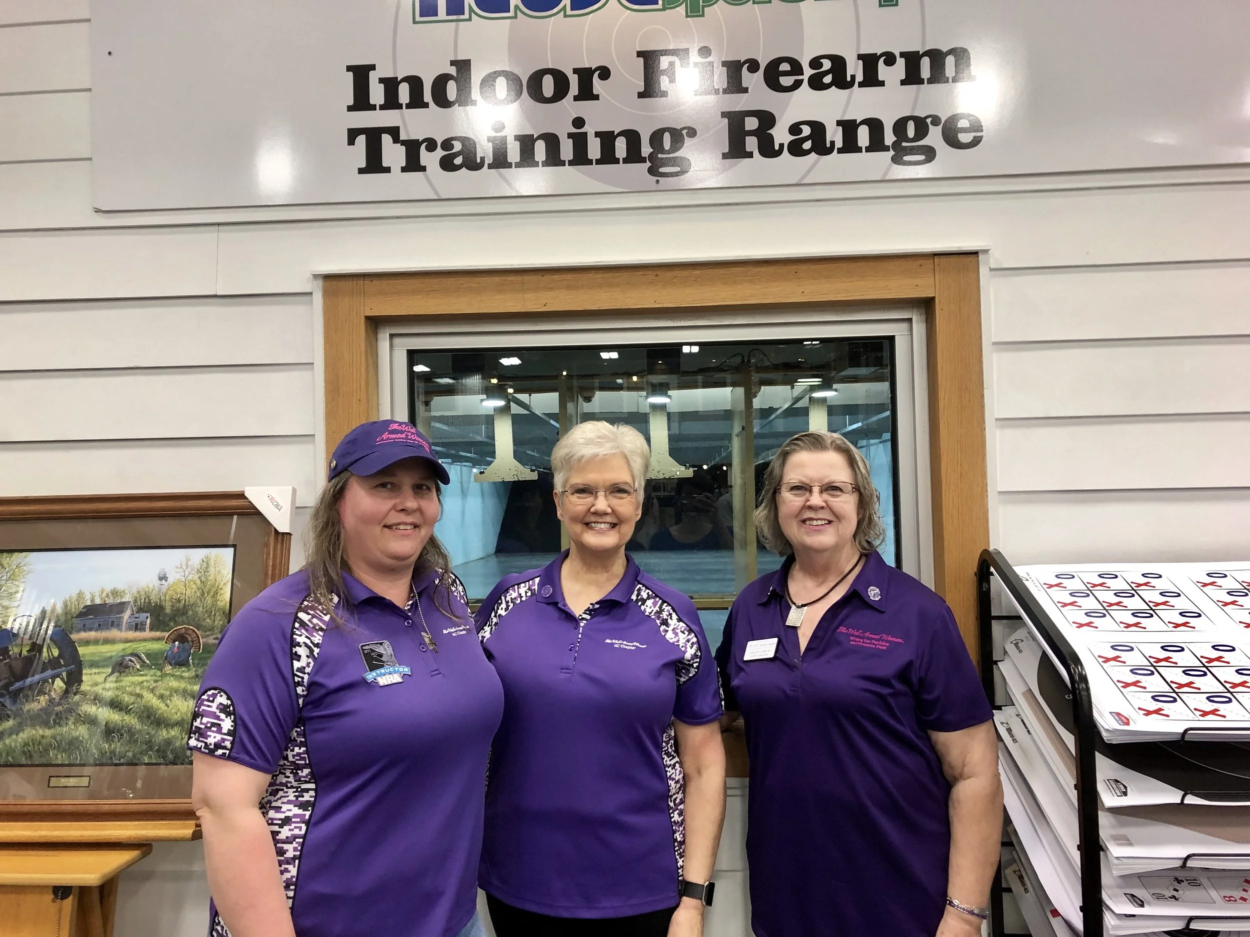 From left, group co-leaders Sherron Kearney, Deborah Johnson and Carolyn Comfort. All three are NRA-certified pistol instructors Photo by Catherine Hardee / Neuse News