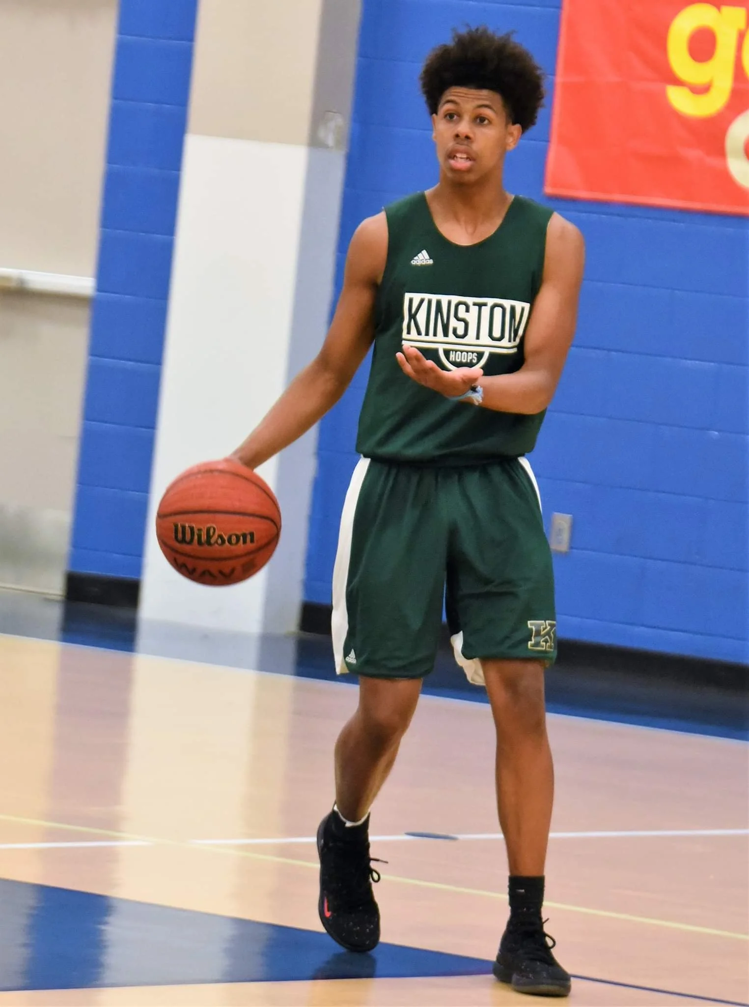 Kinston’s Isaac Parson directs the offense during Saturday’s game against Wilmington Laney. Photo by William ‘Bud’ Hardy / Neuse News