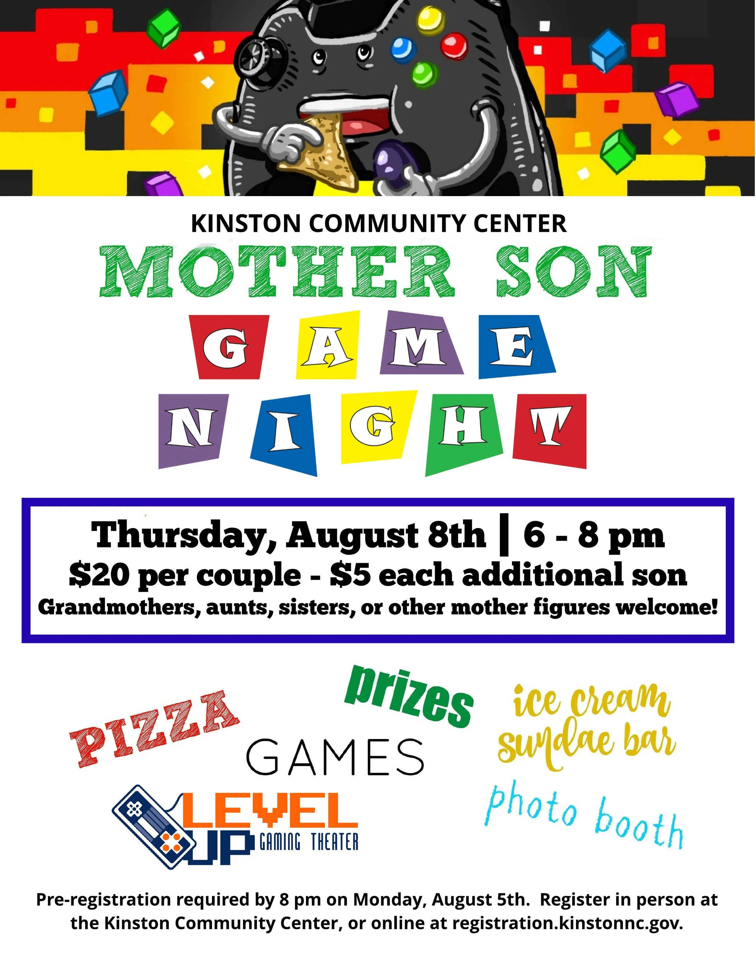 EVENT:  Mother-son game night at Kinston Community Center