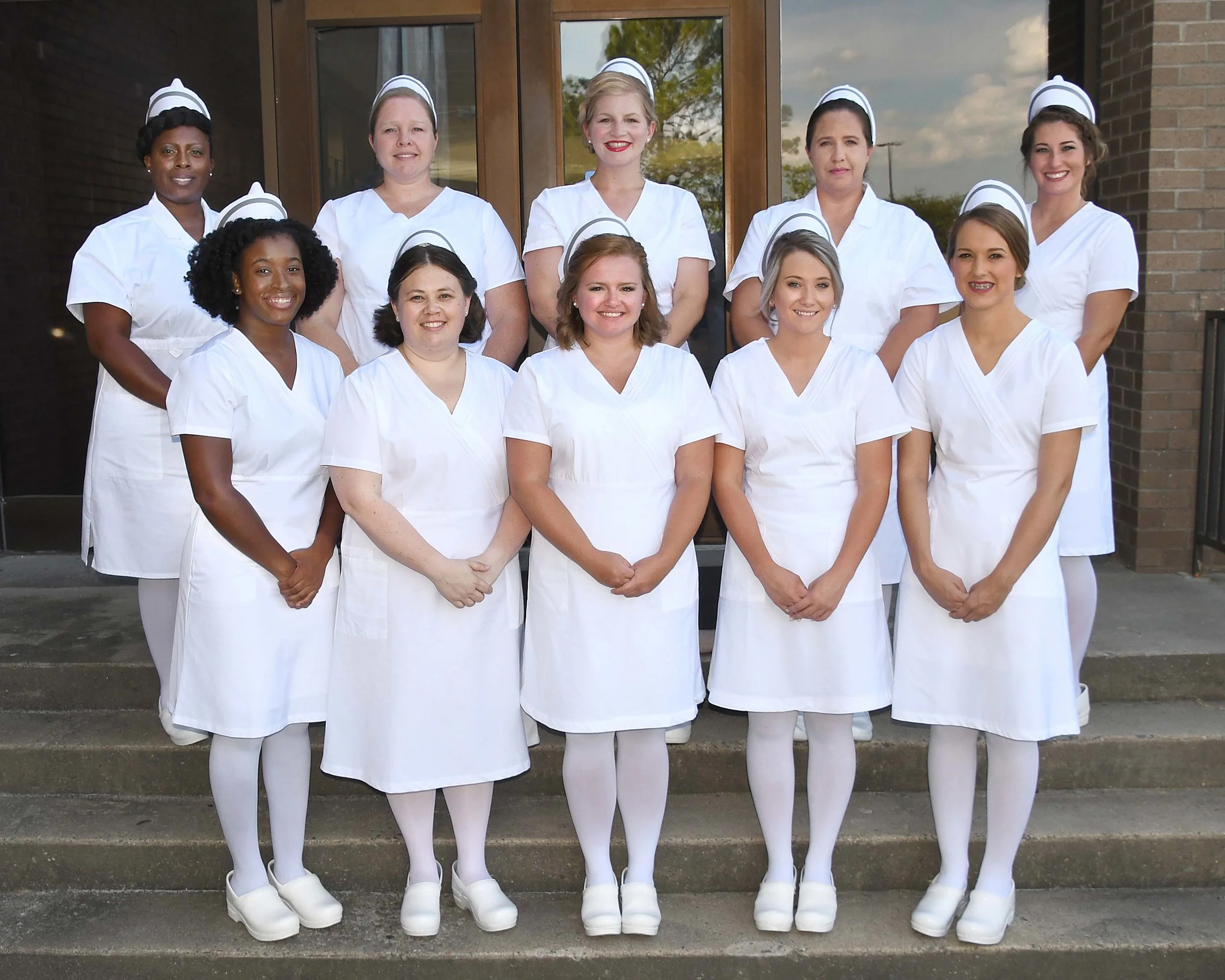 PRACTICAL NURSING CLASS OF 2019 – Pictured left to right, front row, are Aaliyah Shanice Wade of La Grange, Jennifer Naomi Estrada of Deep Run, Katherine Leigh Spence of Snow Hill, Courtney Nicole Wiggins of La Grange, and Nina Mae Byrd of La Grange; back row, Maryam Sinoria Steele of Goldsboro, Adrienne Lane Rogers of Kinston, Lauren Renée Bio of Pikeville, Karen Melinda Thomas of Trenton, and Crystal Paige Sandoval of Kinston.