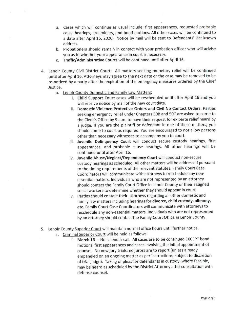 Courthouse Administrative Orders for Greene & Lenoir Counties — Neuse News