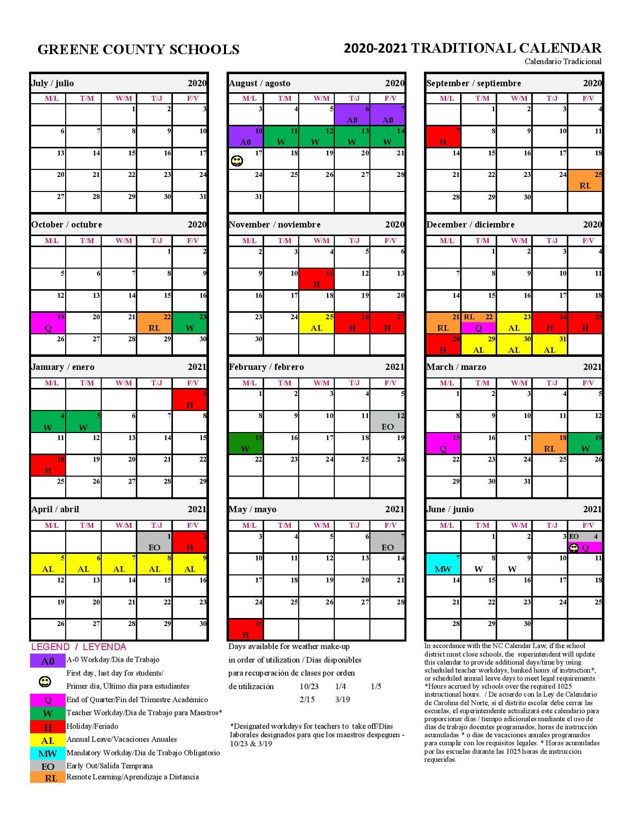 Greene County Schools Releases An Updated 2020 2021 Calendar Neuse News