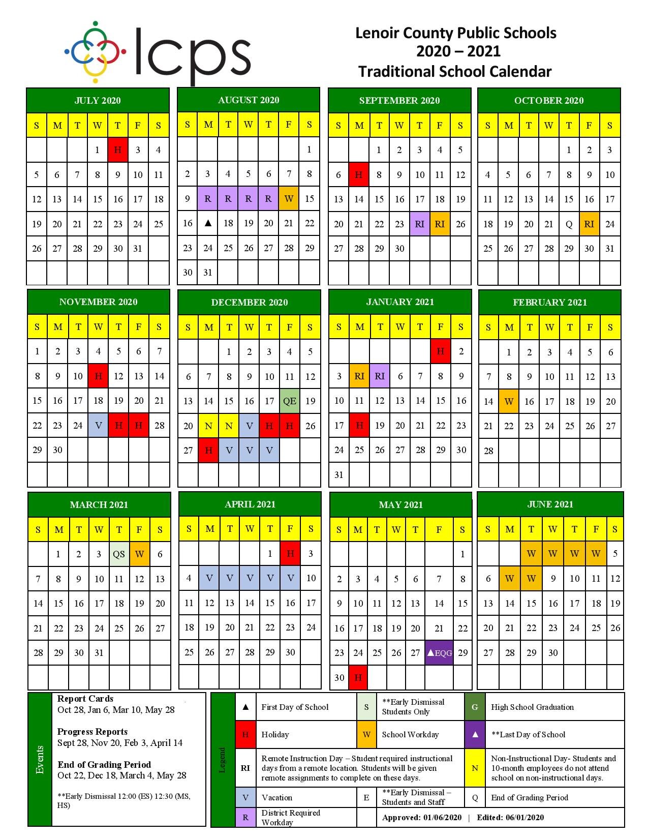 Lenoir County Public Schools Releases The Revised 2020-2021 School Calendar  — Neuse News