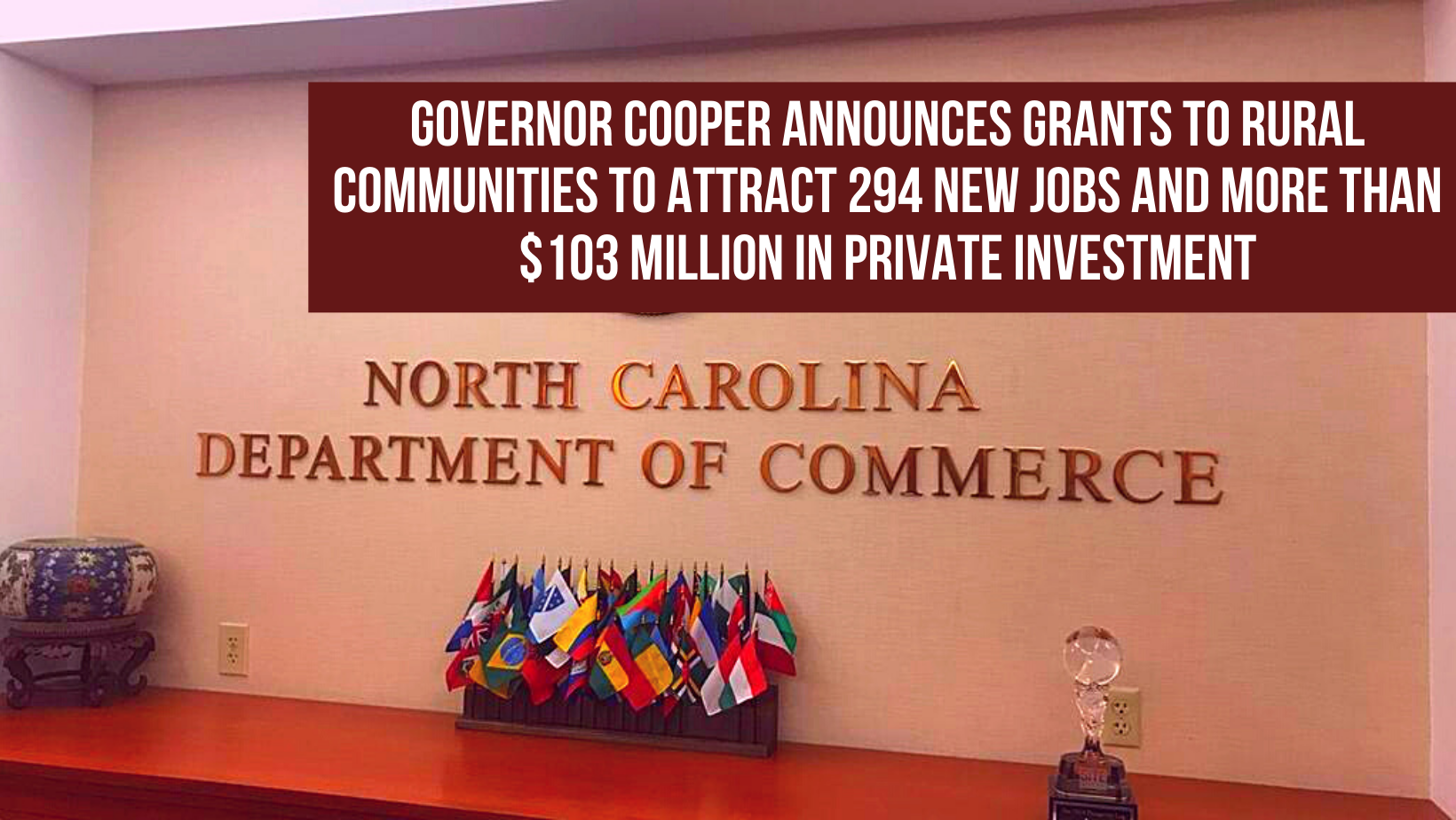 Governor Cooper announces grants to rural communities to attract 294 new jobs and more than $103 million in private investment