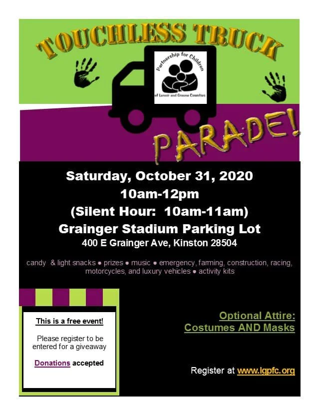 Lenoir Greene partnership for children hosts drive-thru Touchless Truck parade 