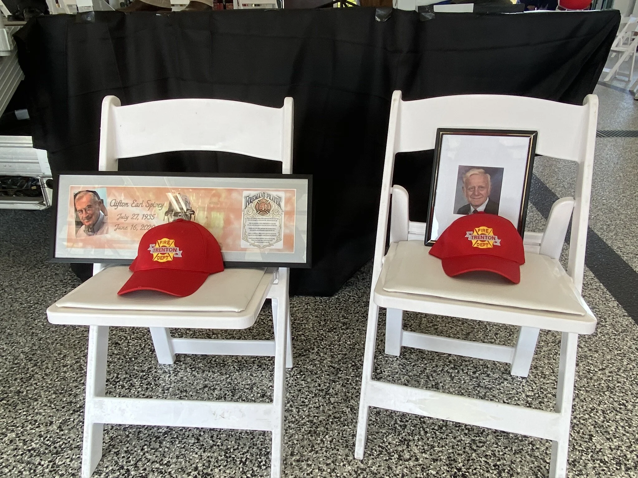 Memorial at Trenton Fire Department’s ribbon cutting ceremony for new firehouse. Photo: Kristy Bock/Neuse News