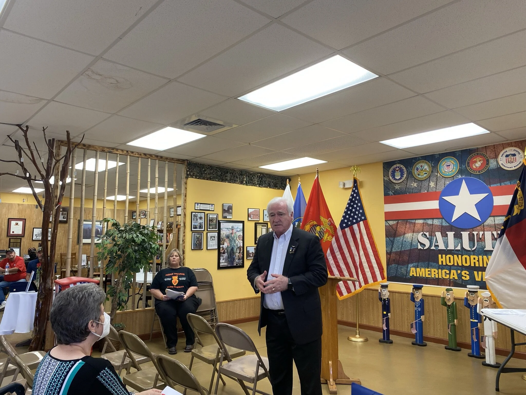 Vietnam veteran Allen Hoffman speaks at G.I. Joe’s Museum for The Agent Orange Medal Project presentation. Photo: Kristy Bock/Neuse News