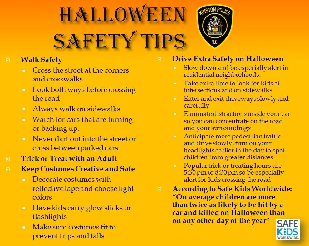 Kinston Police Department give safety tips for Halloween 