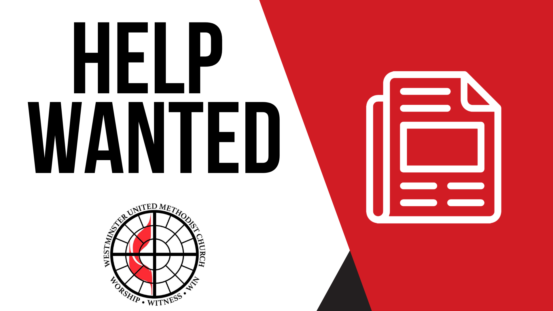 Help wanted Westminster United Methodist Church in Kinston Director