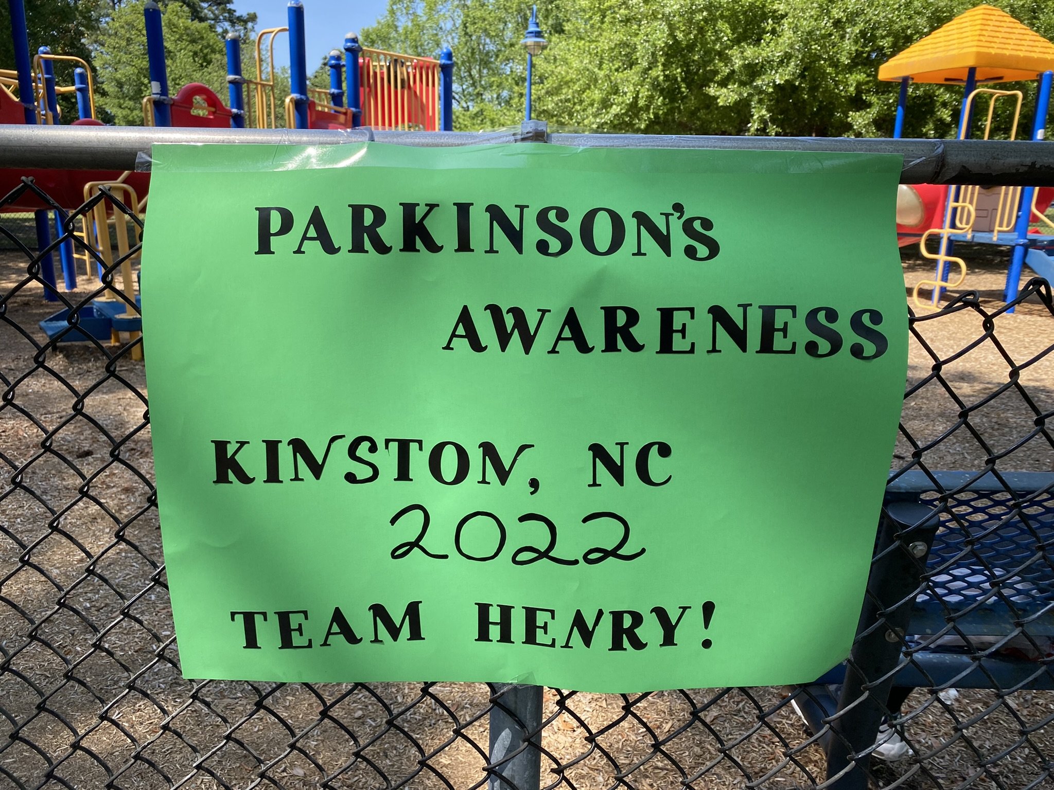 Team Henry sign - 2022 Parkinson Awareness Walk. Photo: Kristy Bock/Neuse News