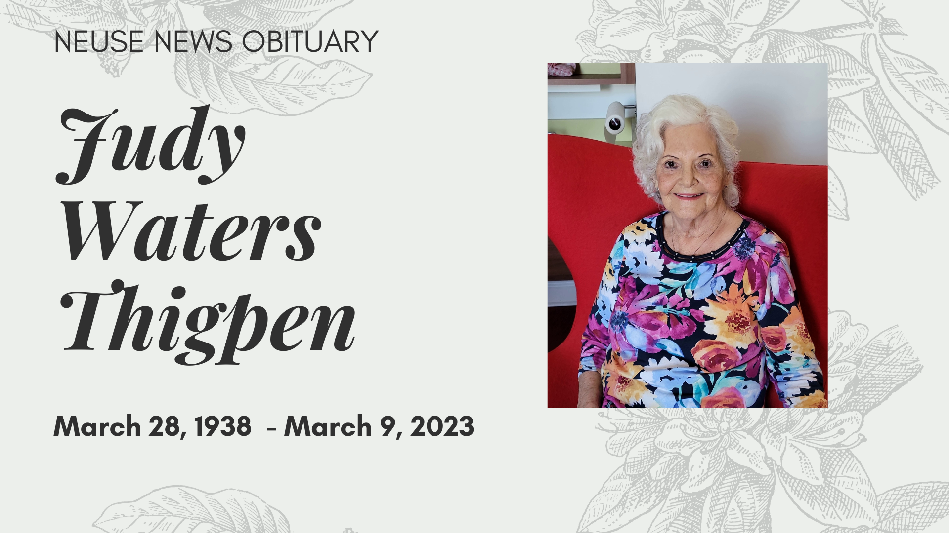 Obituary Judy Waters Thigpen — Neuse News