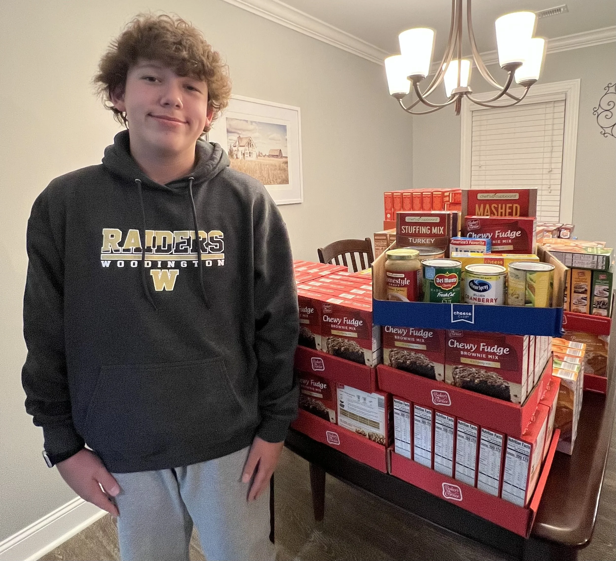Woodington Middle School 8th grader continues Thanksgiving food drive